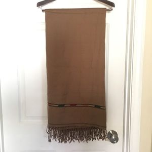 Tasseled Brown Shawl/Throw Measures 49x100 approx